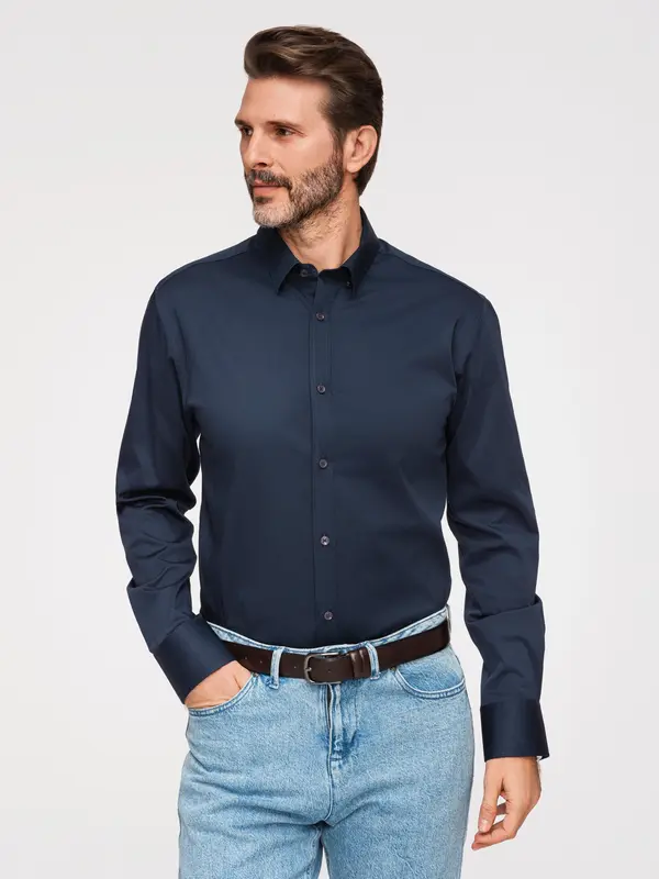 Ombre Moška satenasta srajca Ombre SLIM FIT