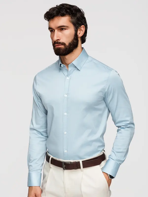 Ombre Moška srajca slim fit s svilnatim videzom