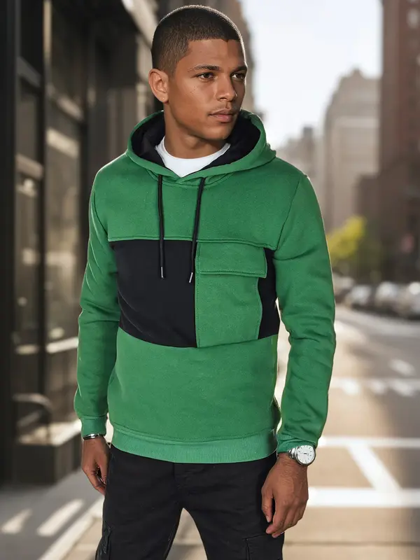 DStreet Moška temno zelena jopa s kapuco