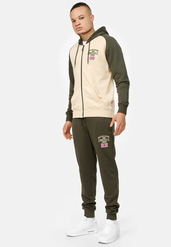 Lonsdale Moška trenirka komplet Lonsdale 117292-Olive/Beige