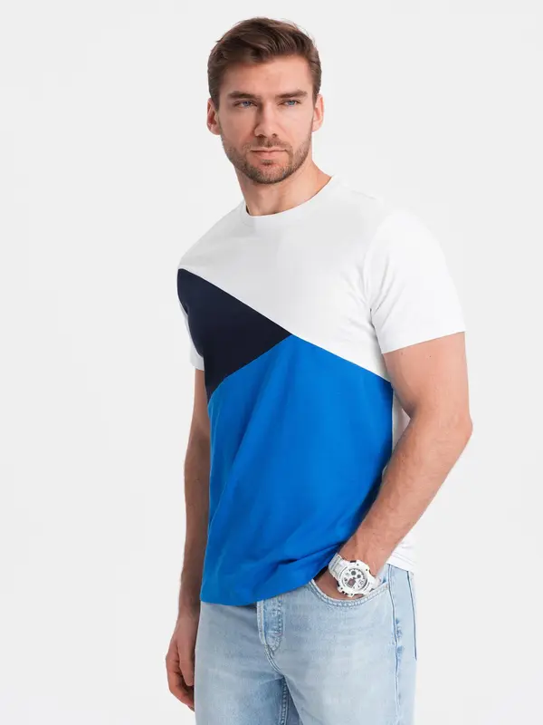 Ombre Moška tribarvna ombre bombažna majica