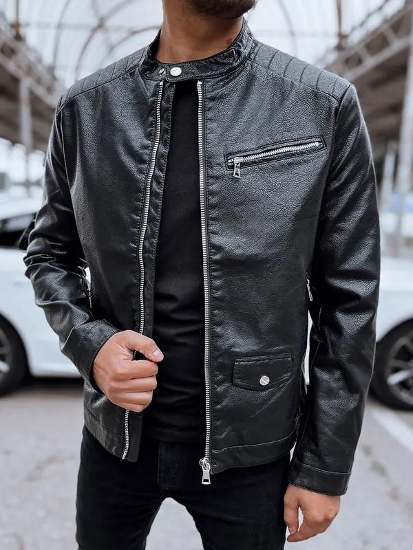 DStreet Moška usnjena jakna črne barve