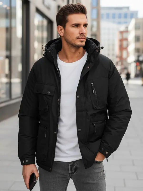 DStreet Moška zimska jakna, črna