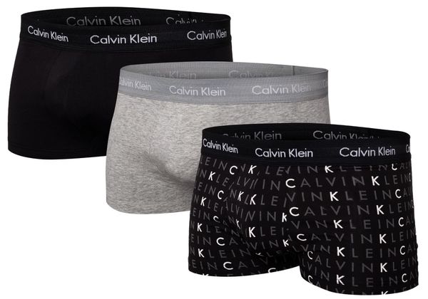 Calvin Klein Moške boksarice Calvin Klein Calvin_Klein_Trunks_U2664G_YKS_3Pack_Black/Grey