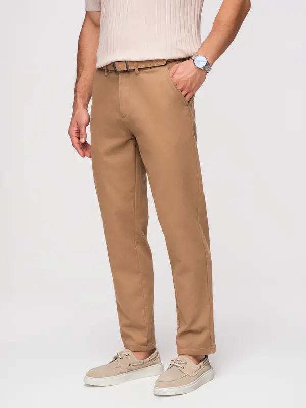 Ombre Moške chino hlače SLIM FIT - rjave