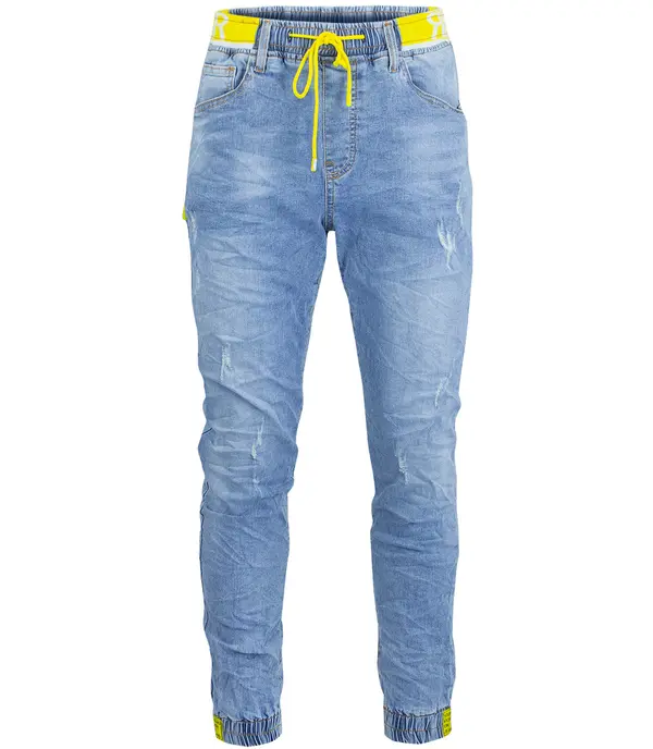 Pri Moške modre jeans hlače za prosti čas z vezalkami