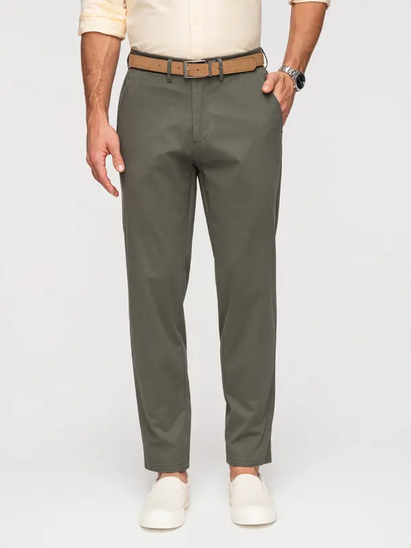 Ombre Moške ombre chino hlače REGULAR FIT - kaki