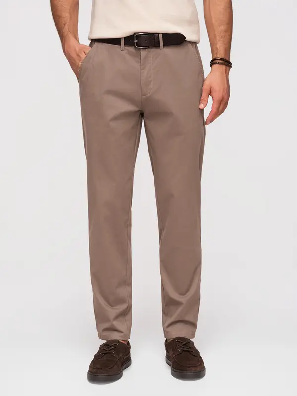 Ombre Moške ombre chino hlače REGULAR FIT - rjave