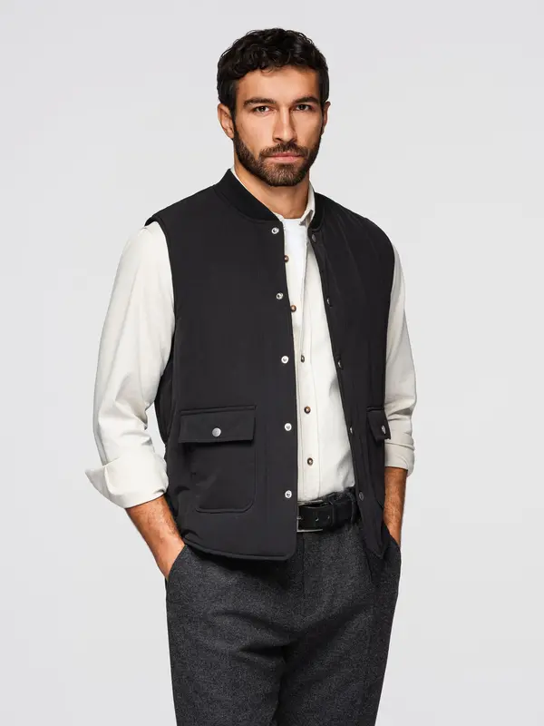 Ombre Moški bež prešit telovnik Ombre