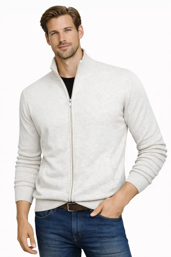 ORIGINAL REDWAY Moški bež pulover z gumbi