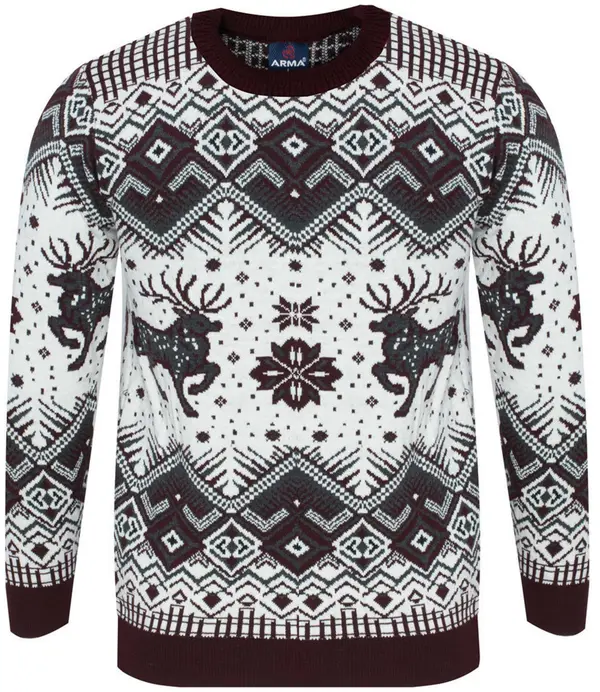 ARMA Moški bordo božični pulover