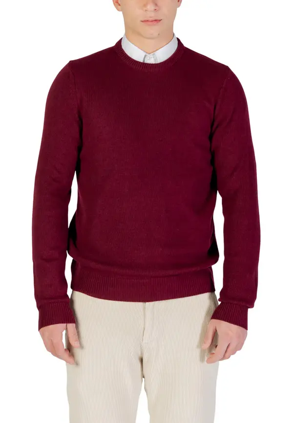 Yos Moški bordo pulover z okroglim izrezom