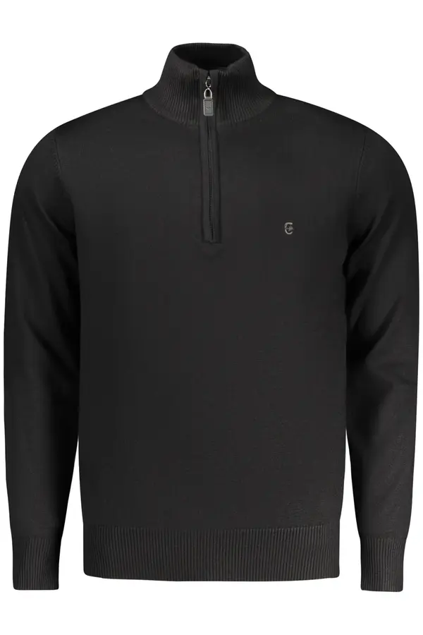 COVERI MOVING Moški črni pulover s polovično zadrgo