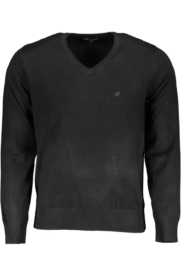 U.S. GRAND Moški črni pulover z V-izrezom