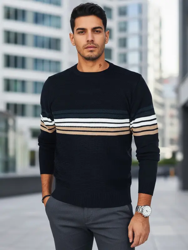 DStreet Moški črtasti pulover