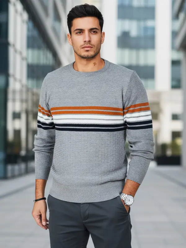 DStreet Moški črtasti pulover