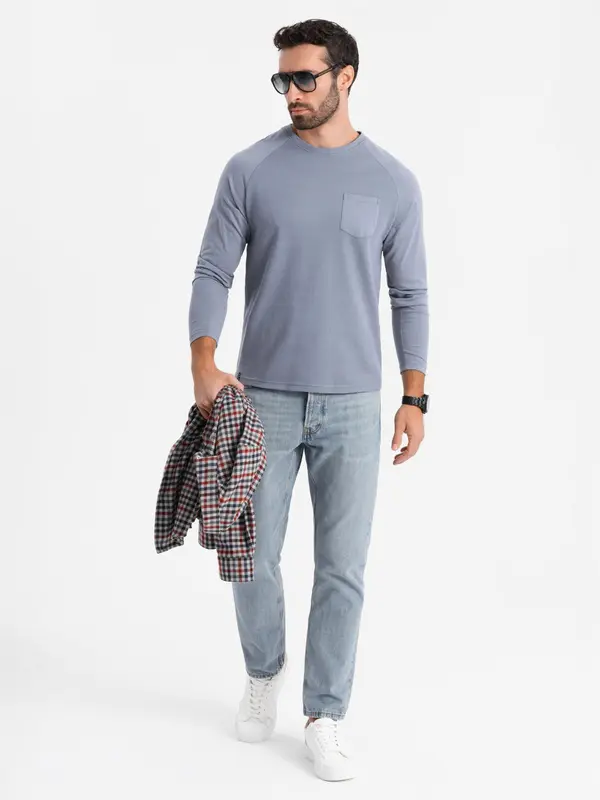 Ombre Moški dolgi rokav z vafljasto teksturo