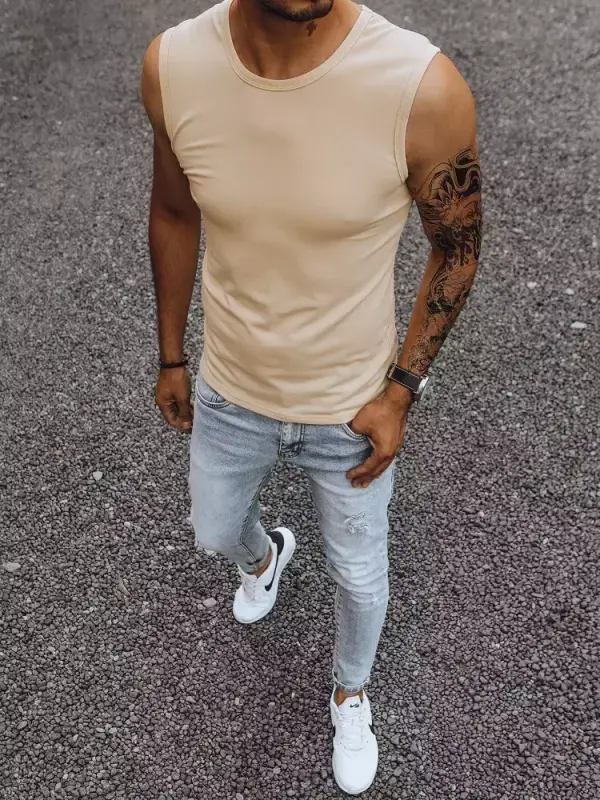 DStreet Moški enobarvni rezervoar Top Dstreet Bež