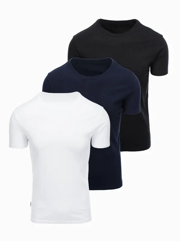 Ombre Moški komplet majic Ombre BASIC - črno/belo/modro