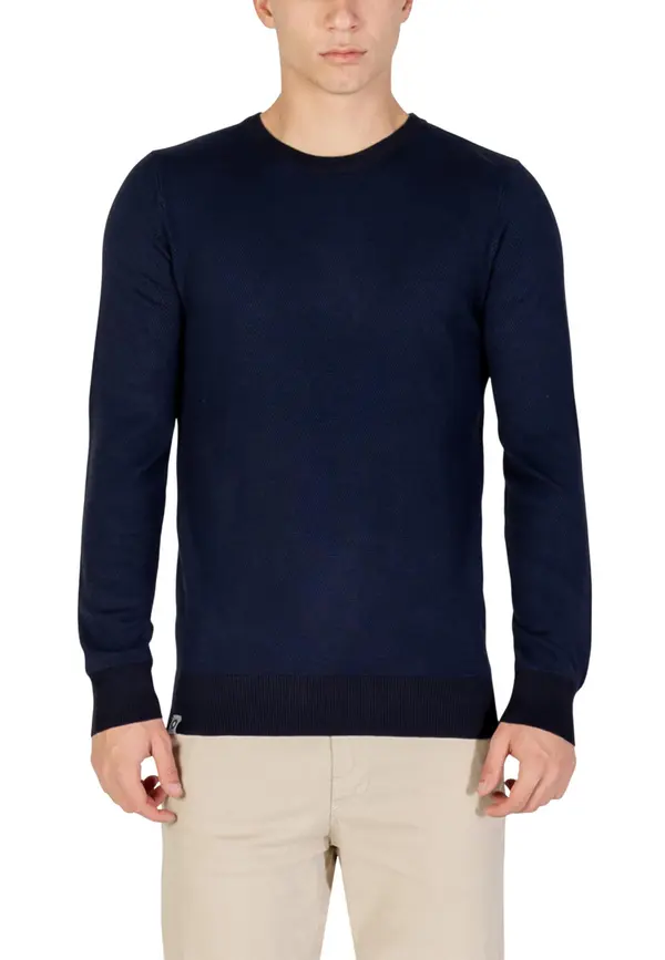 Yos Moški moder pulover z okroglim izrezom