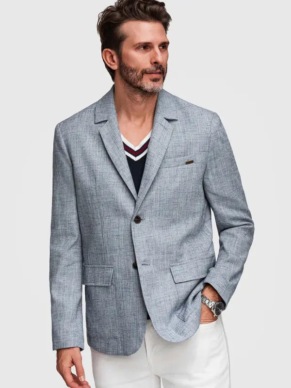 Ombre Moški ombre blazer iz mešanice lana