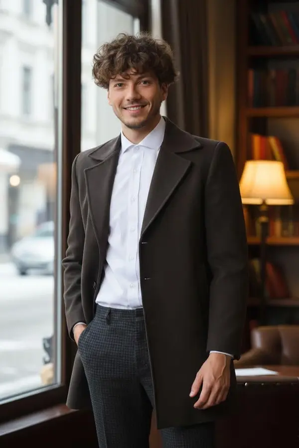 dewberry Moški plašč PLT8319 Dewberry - rjav