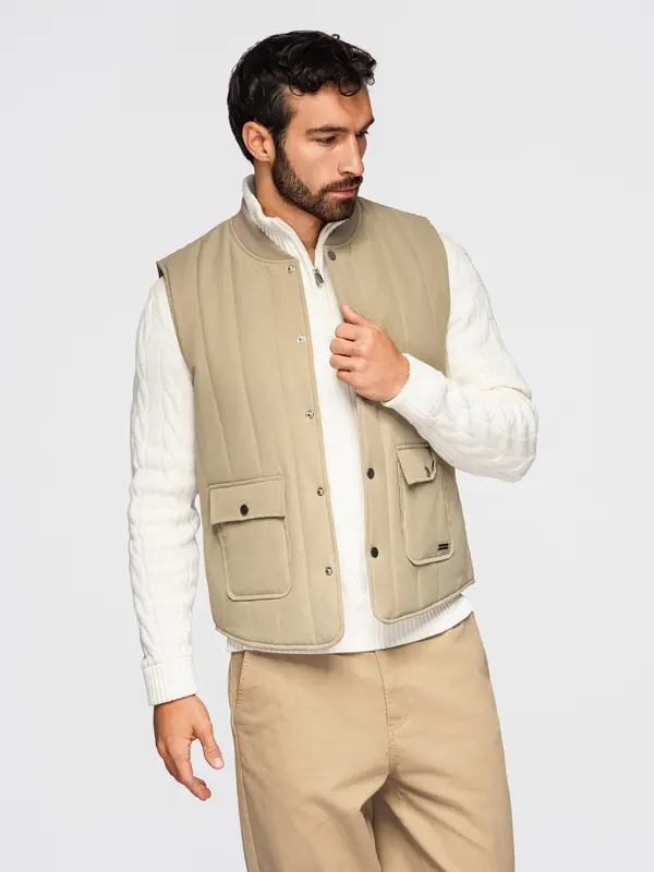 Ombre Moški prešit telovnik Ombre - bež