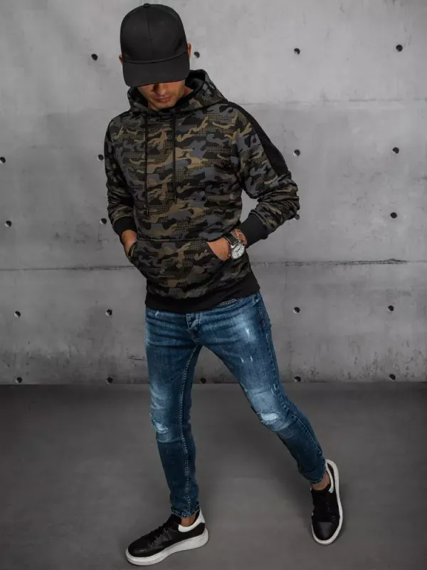 DStreet Moški pulover s kapuco DStreet Camo