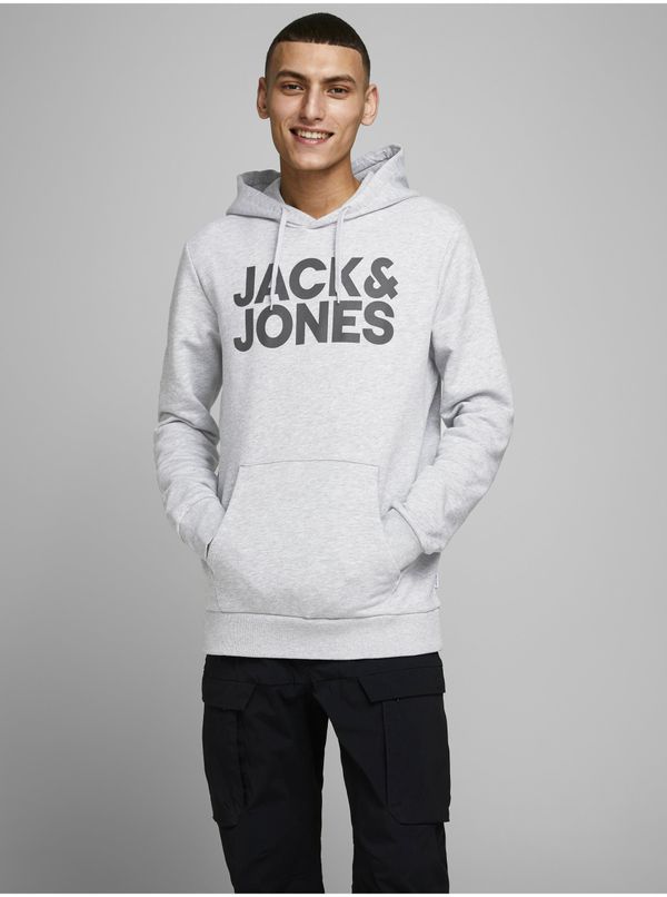 Jack & Jones Moški pulover s kapuco Jack & Jones Grey