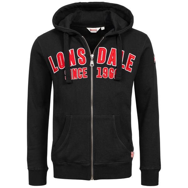 Lonsdale Moški pulover s kapuco Lonsdale 117141-Black/Red/White