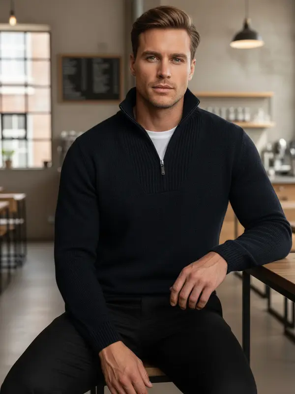 DStreet Moški pulover z zadrgo