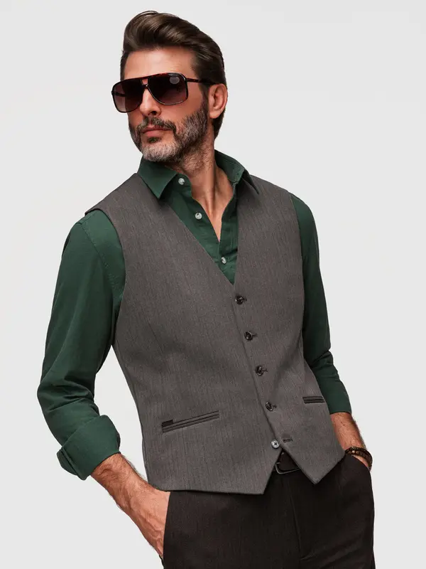 Ombre Moški slim fit ombre telovnik