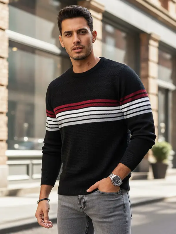 DStreet Moški vzorčast pulover