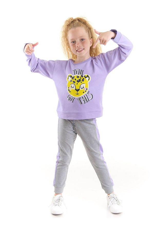 mshb&g mshb&g Leopard Girl's Lilac Gray Tracksuit Set