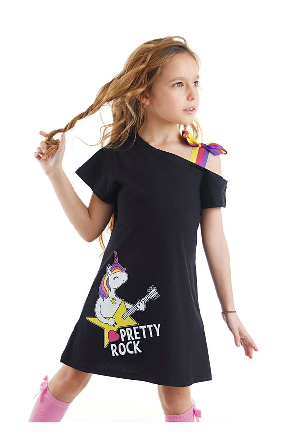 mshb&g mshb&g Unicorn Rock Girl's Black Summer Combed Cotton Dress