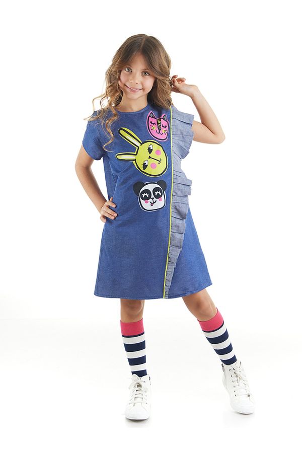 Mushi Mushi Three Friends Woven Girls Blue Dress