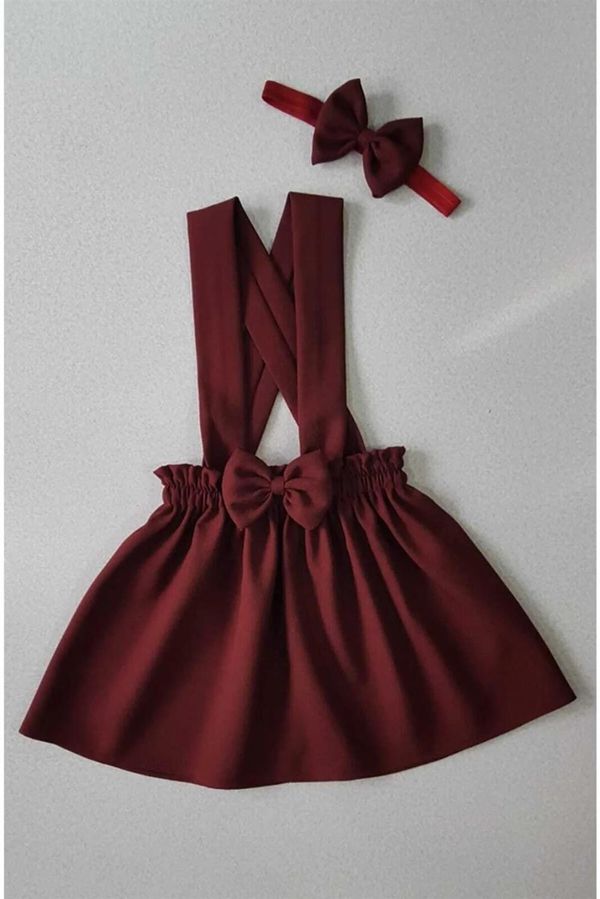 dewberry N2436 Dewberry Girls Crepe Dress Bandana-BURGUNDY