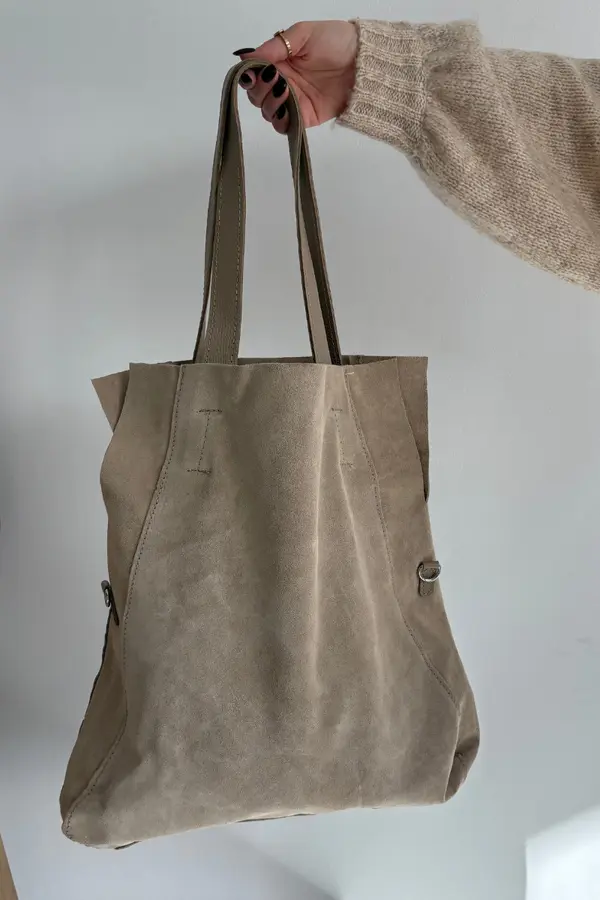 Boto Nakupovalna torba Boto iz semiša svetlo bež barve