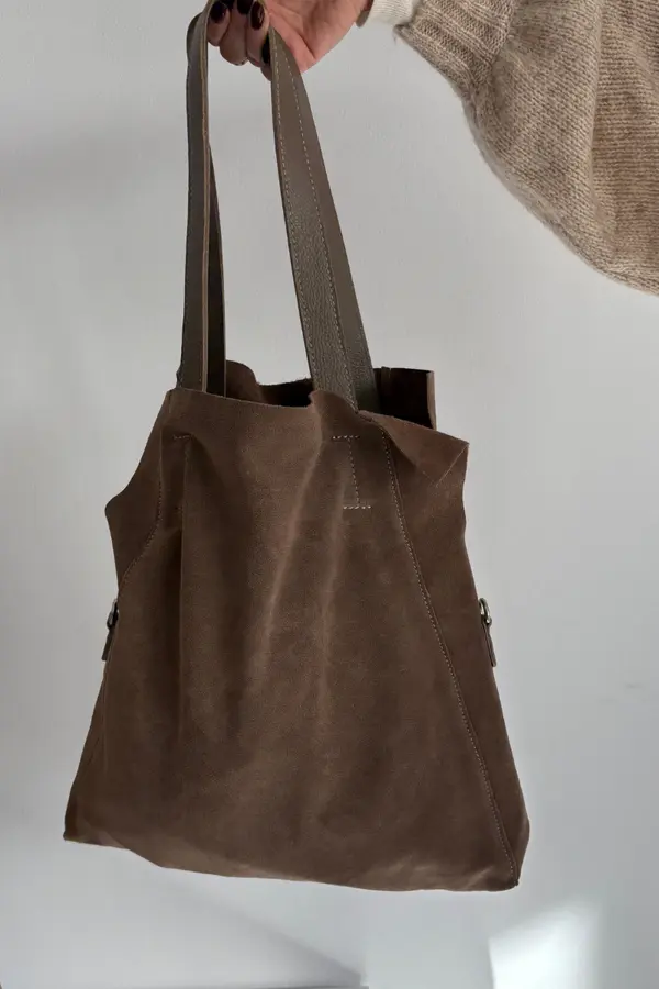 Boto Nakupovalna torba Boto iz semiša temno bež barve