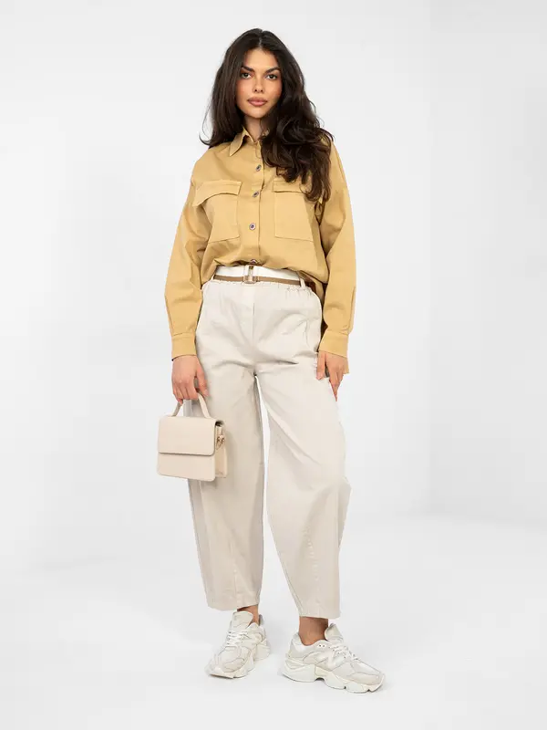 Italy Moda Navadna srajca iz kamelje kože