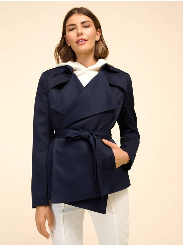 Orsay Navy blue short coat with ties ORSAY