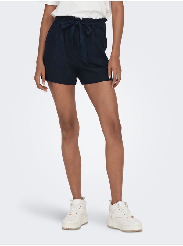 JDY Navy blue shorts with linen blend JDY Say