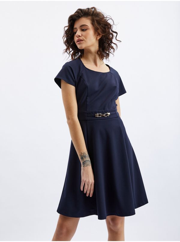 Orsay Navy blue women's dress with belt ORSAY