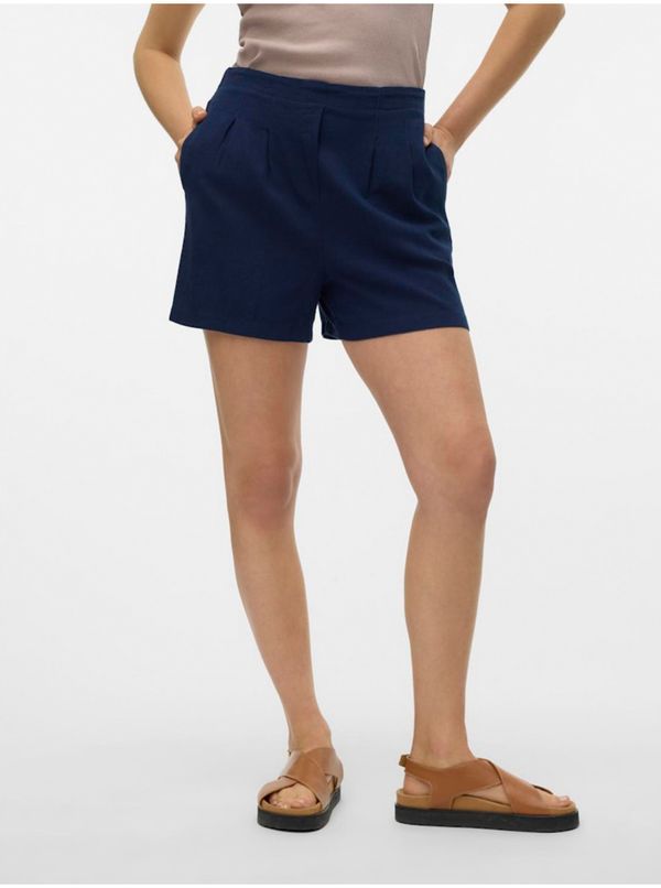 Vero Moda Navy blue women's shorts with linen blend Vero Moda Jesmilo