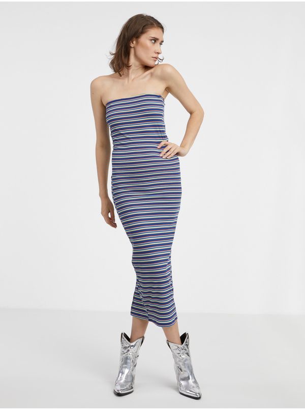 Pieces Navy Blue Women's Striped Sheath Maxi Dress Pieces Lippa - Women's