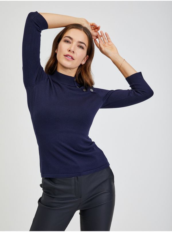 Orsay Navy blue women's sweater with decorative buttons ORSAY