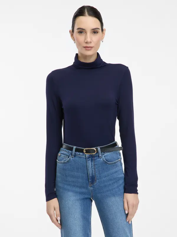 Orsay Navy Blue Women's T-Shirt with Turtleneck ORSAY - Women's