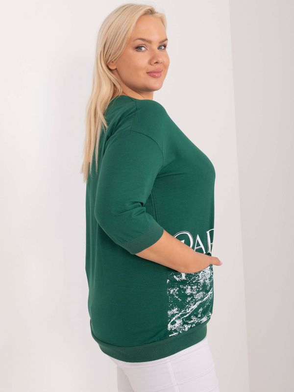 Fashionhunters Navy green blouse plus size with cuffs