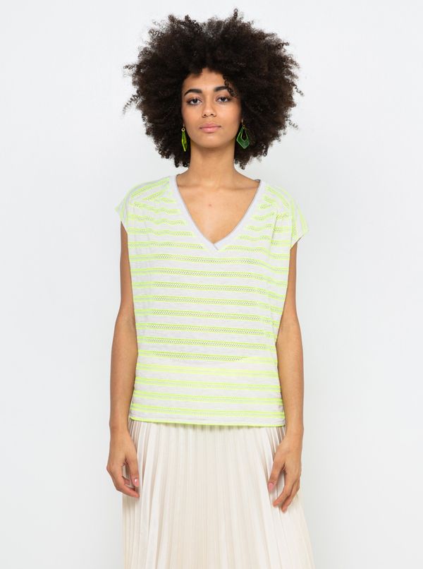 CAMAIEU Neon yellow striped loose T-shirt CAMAIEU - Women