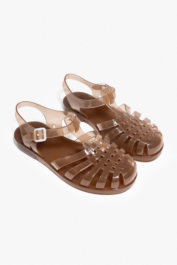 NİŞANTAŞI SHOES NİŞANTAŞI SHOES Anderline Sheer Brown Women's Sandals with a Belt Detail